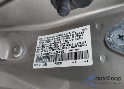 2003 Honda Element Ex из США, поврежденный, VIN 5J6YH17523L004955